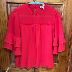 Pink/red shirt with bell sleeves